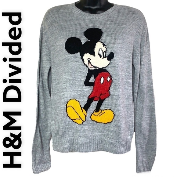 H&M - Divided X Disney Grey Mickey Mouse Sweater Size XS - Picture 1 of 12